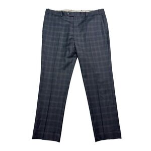 Di Milano 42x32 Blue Gray Plaid Dress Suit Pants Trousers Wool Flat Front Mens